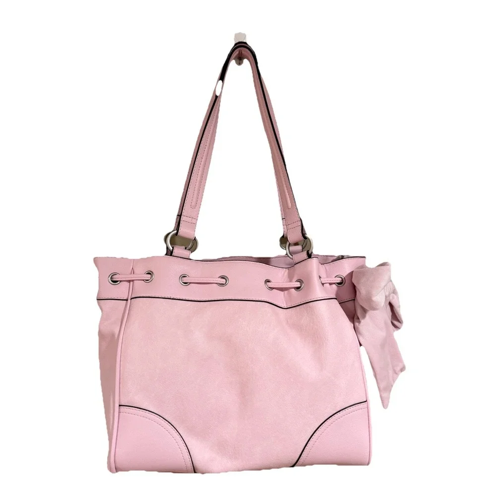 Juicy Couture Crown Tote Bag Chiffon Pink Faux‎ Leather Crystal JC Crest HTF